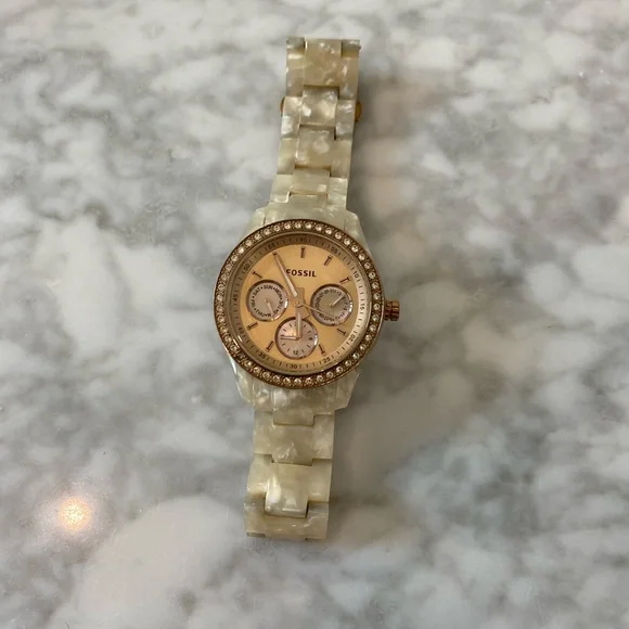 Fossil Women’s Watch - rose gold white tortoise shell - Picture 2 of 5